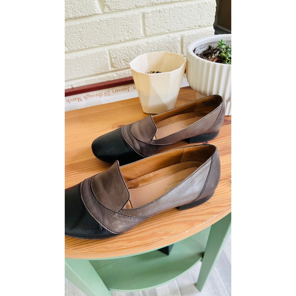 Naturalizer Coretta Two Tone Leather Loafers Black Metallic Taupe Womens 9.5M
